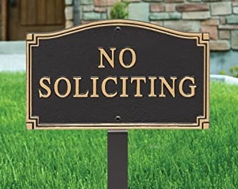 No Soliciting yard Sign Private Property Sign plaque with stake