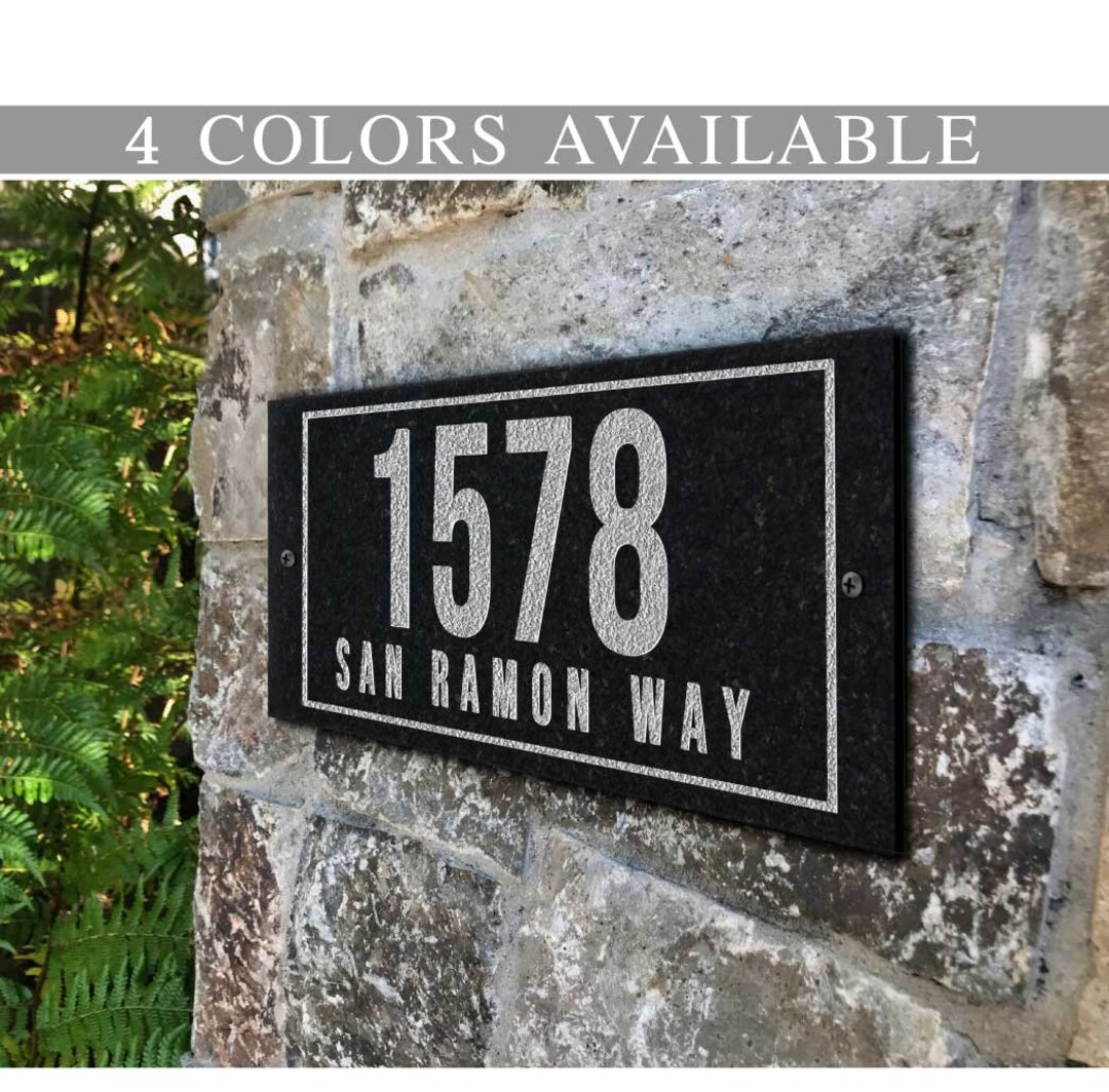 THE WESTWOOD Stone Address Plaque With Engraved Numbers. Address Sign Made From Solid, Real