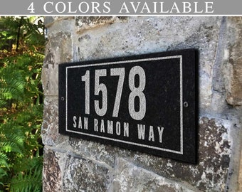 Engraved Stone Address Plaque, Solid Granite Number Sign