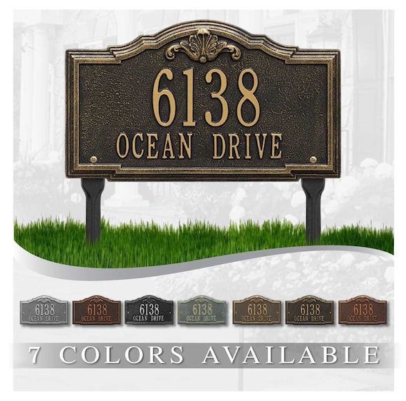 Personalized Cast Metal Address Plaque LAWN MOUNTED Gatewood Etsy