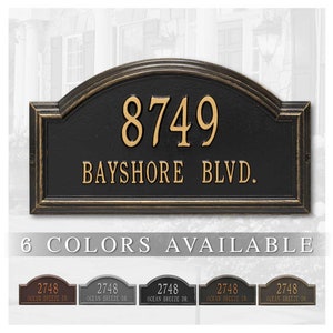 Personalized Metal Address Plaque. With Elaborate Raised Border and Address. Display Your Address and Street Name, or Just the Address