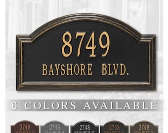 Personalized Metal Address Plaque, Raised Border, Rust-Free