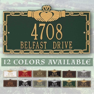 Claddagh Address Irish Address Plaque. Display Your Address and Street Name. Custom House Number Sign.