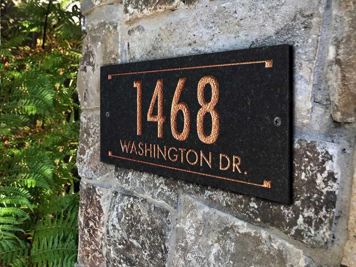 Stone Address Plaque With Engraved Numbers. Address Sign Made Etsy