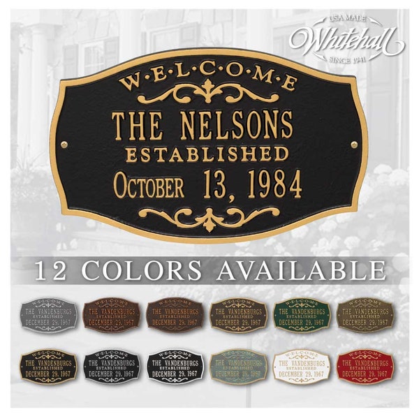 Personalized Family Name Plaque, EST. Date, Aluminum Welcome Sign