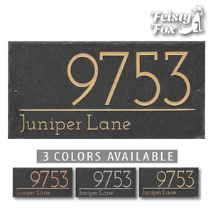The Leighton Address Plaque Personalized Etched Wall Slate Sign