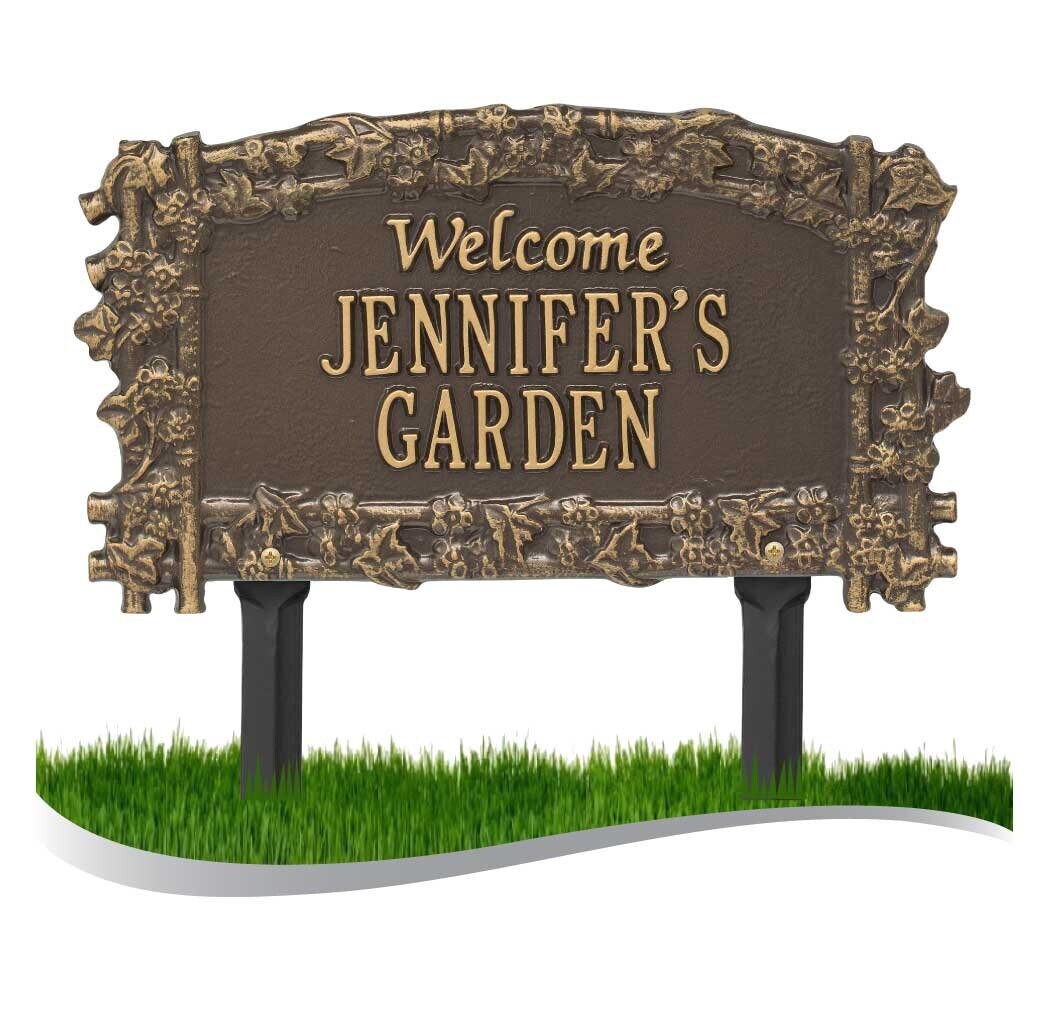 Trelis Sign Personalized Cast Metal Plaque - the Ivy Trellis Lawn Sign Custom House ...