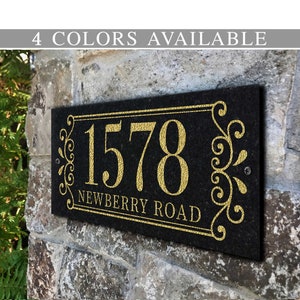 THE VINEYARD Stone Address Plaque With Engraved Numbers. Address Sign Made from solid, real stone.