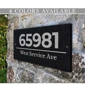 THE HEATH Stone Address Plaque With Engraved Numbers. Address Sign Made from solid, real stone.