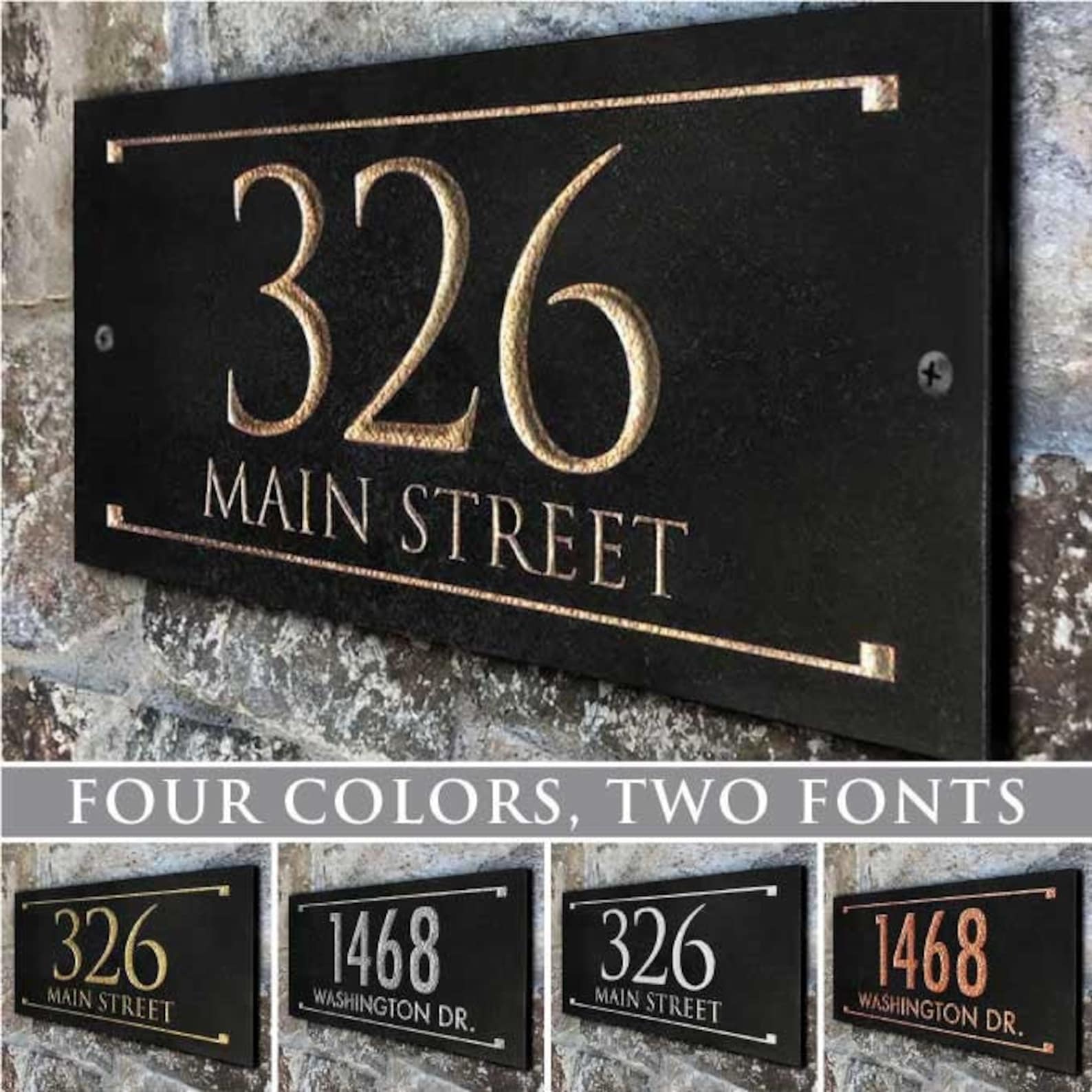 Stone Address Plaque With Engraved Numbers. Address Sign Made Etsy