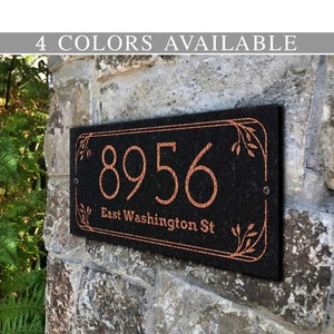 THE BOTANICA Stone Address Plaque With Engraved Numbers. Address Sign Made from solid, real stone.