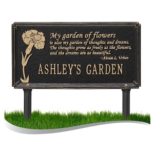 Personalized Cast Metal Yard Plaque - The Dianthus Garden Lawn sign. 4 colors available
