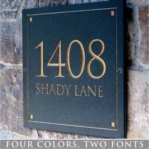 Stone Address Plaque With Engraved Numbers. Address Sign Made from solid, real stone