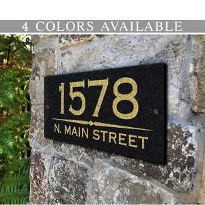 THE MANHATTAN Stone Address Plaque With Engraved Numbers. Address Sign Made from solid, real stone.