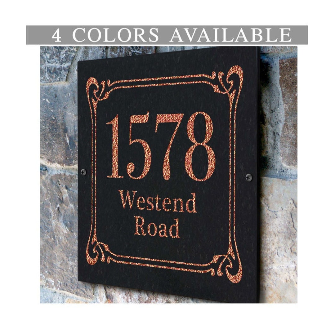 The HAWTHORNE Stone Address Plaque With Engraved Numbers. Address Sign