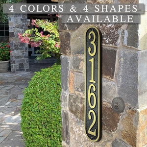 Personalized Vertical Metal Address Plaques. Four Colors Available! Custom House Number Sign.