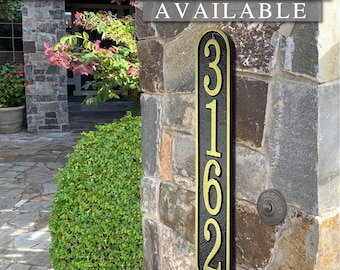 Personalized Vertical Metal Address Plaques. Four Colors Available! Custom House Number Sign.
