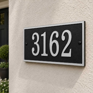 Placas de dirección metálicas rectangulares personalizadas. ¡Disponibles en cuatro colores! Letrero con número de casa personalizado.