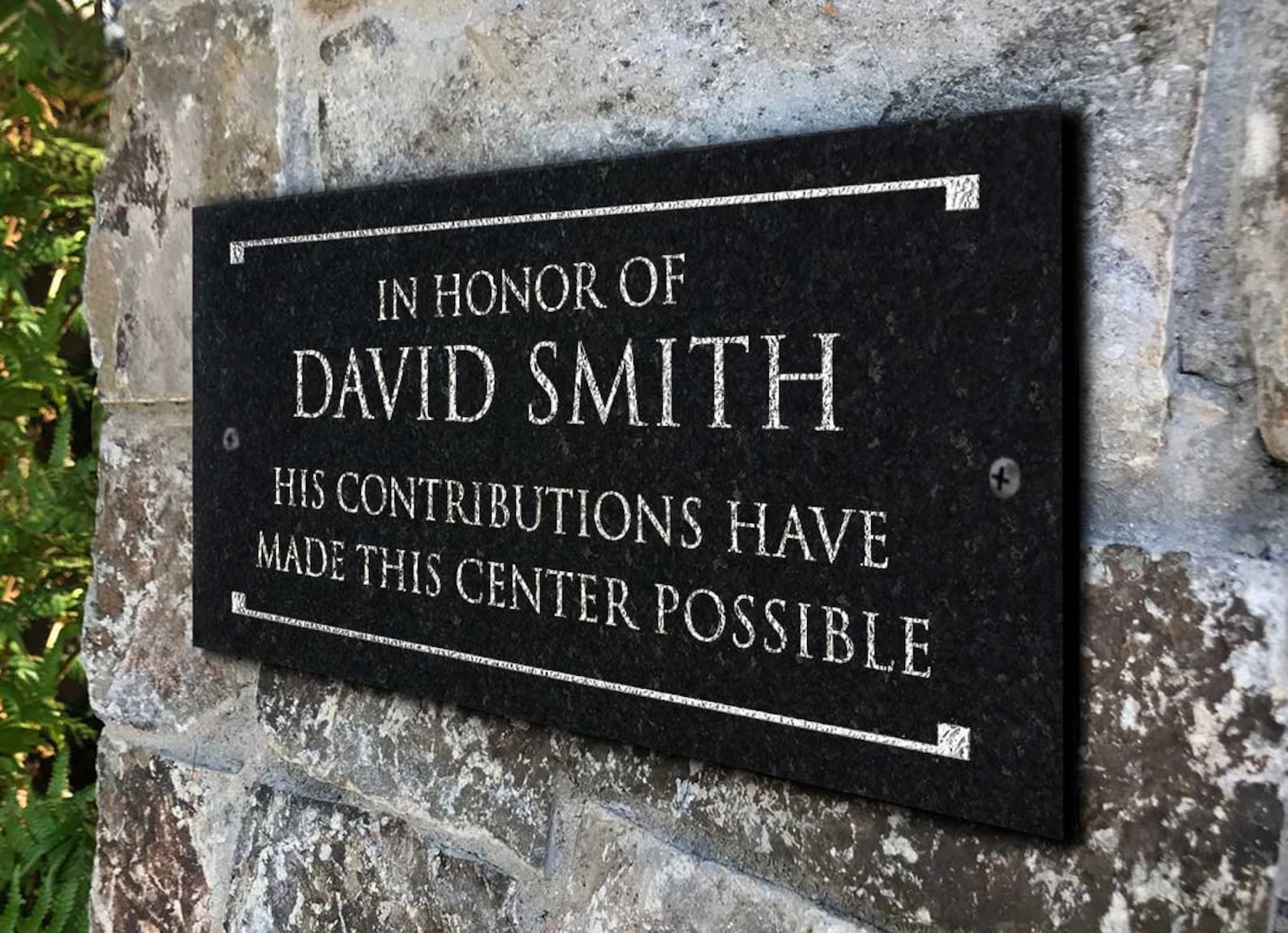 Stone Dedication Plaque With Engraved Text. Commemoration Sign Etsy