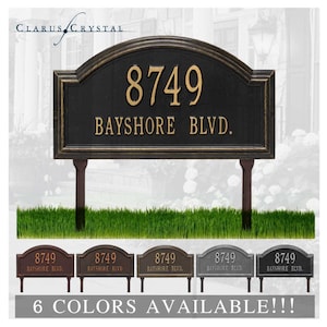 Lawn MountedPersonalized Metal Address Plaque. With Elaborate Raised Border and Address. Display Your Address and Street Name.