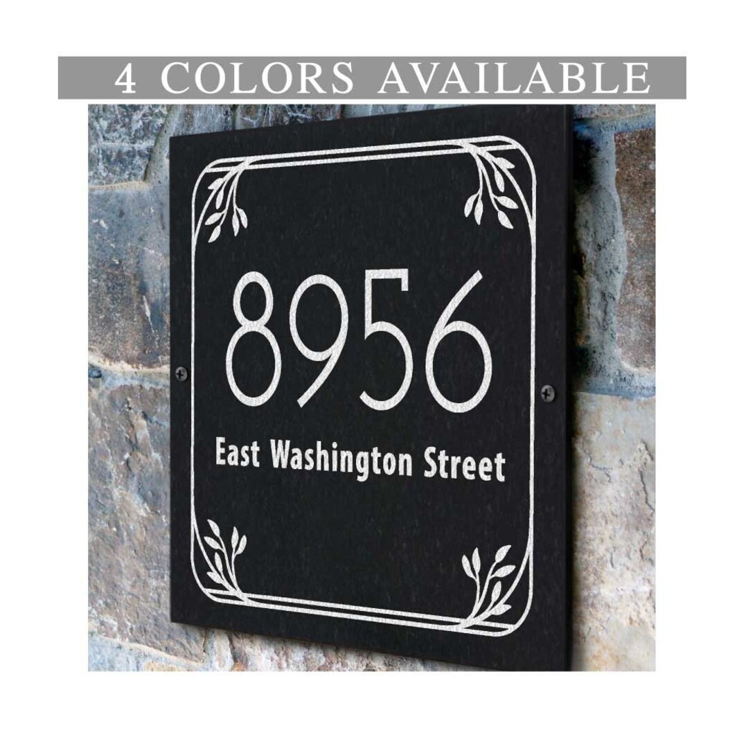 Stone Address Plaque, Engraved Numbers, Botanica Design - Etsy