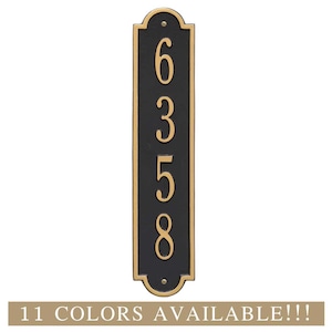 Personalized Vertical Metal Address Plaques. 11 Colors Available! Custom House Number Sign. 7 character limit!