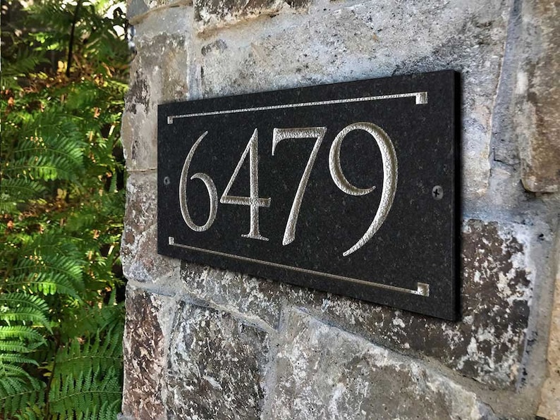 Stone Address Plaque With Engraved Numbers. Address Sign Made Etsy