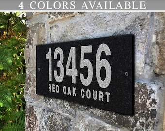 Engraved Stone Address Plaque, Solid Granite Number Sign