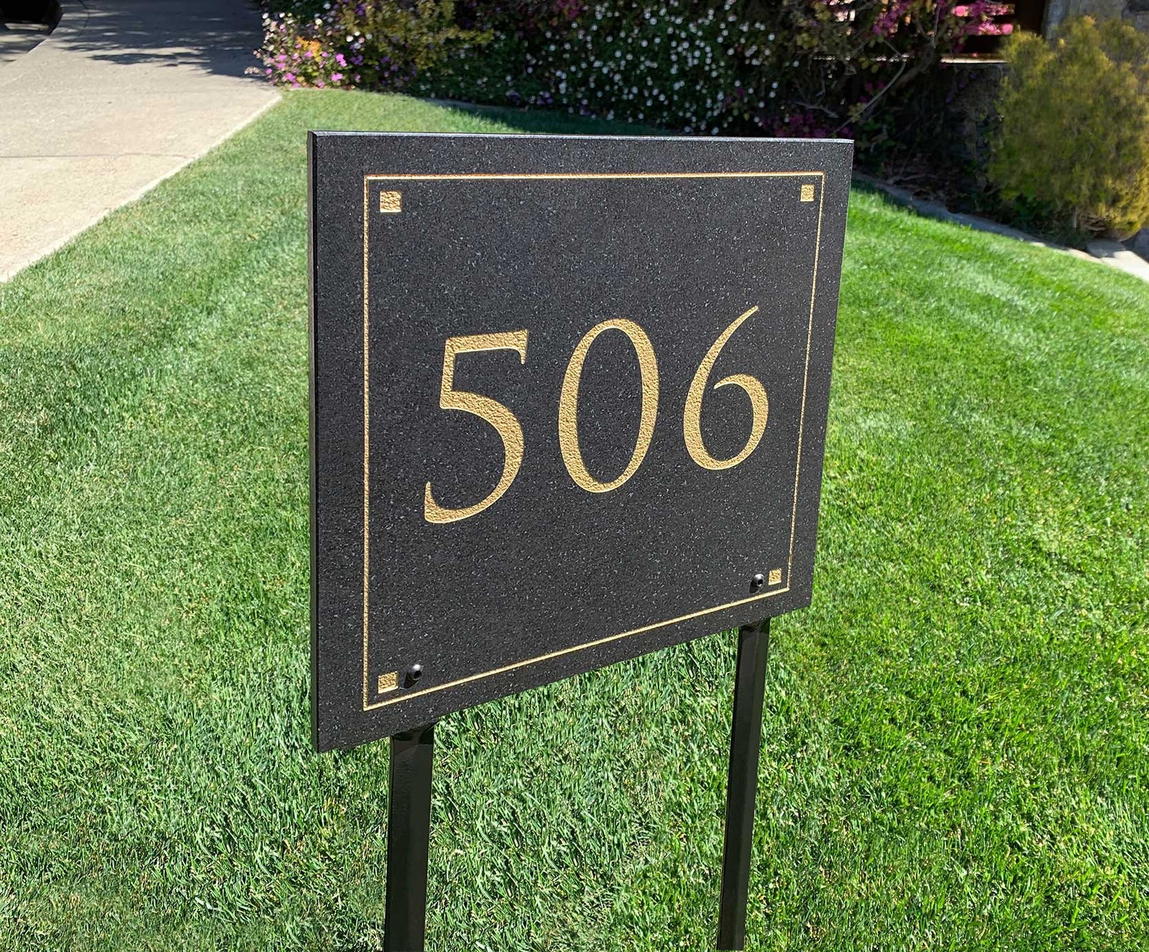 LAWN MOUNTED Stone Address Plaque With Engraved Numbers. Etsy