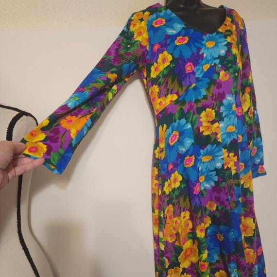 Vintage 60s Flower Power Maxi Hostess Dress Groov… - image 1
