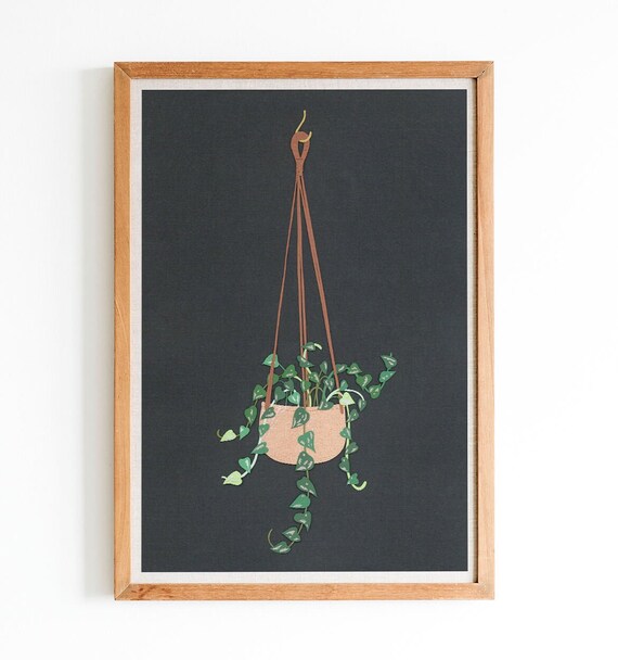 Hanging Plant Print Hanging Plant Art Hanging Plant Wall | Etsy