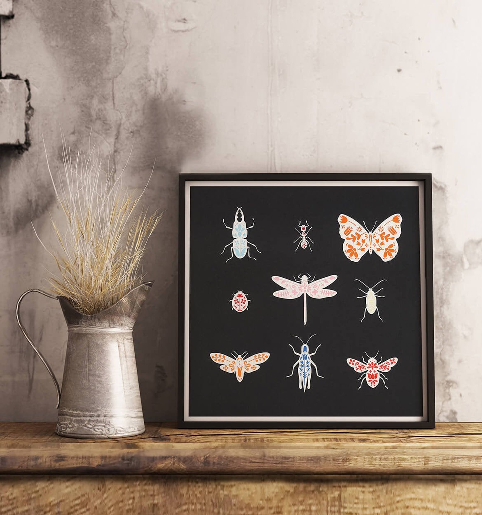 Insect Art Print Insect Wall Art Bug Wall Decor Bug Wall Etsy