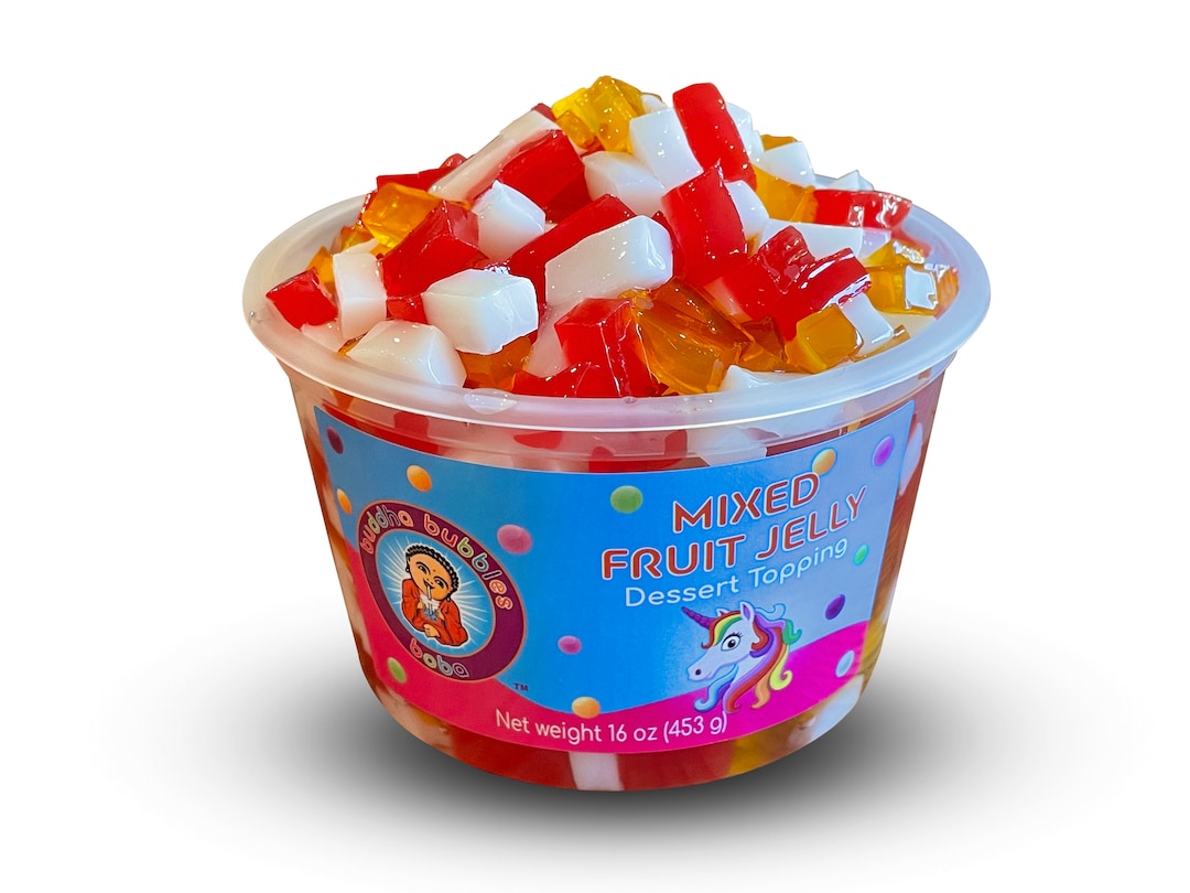RAINBOW MIXED FRUIT Jelly Dessert Topping by Buddha Bubbles Boba Etsy