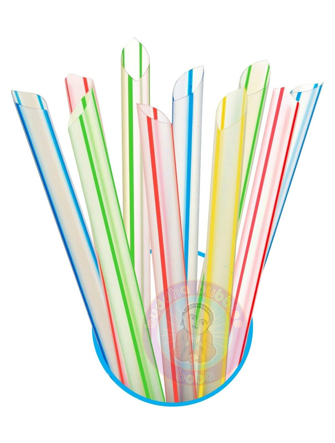 50 BOBA FAT STRAWS Extra Wide Fat Drinking Straws Clear With Color