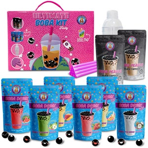 The NEW Original Ultimate Boba / Bubble Tea Party Kit D.I.Y. Bubble Tea Kit by: Buddha Bubbles Boba (Fruity Flavors)