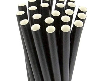 50 BLACK Paper BOBA Fat STRAWS Extra Wide 9" x 1/2" Fat Drinking Straws by Buddha Bubbles Boba