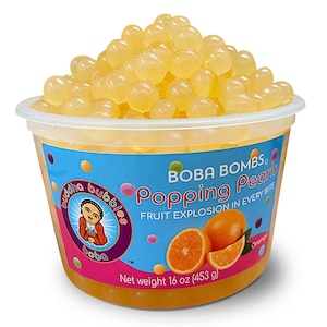 ORANGE BOBA BOMBS Popping / Bursting Boba Pearls / Dessert Topping by Buddha Bubbles Boba