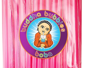 50 PINK BOBA Fat STRAWS Extra Wide 9" x 1/2" Fat Drinking Straws by Buddha Bubbles Boba