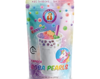 Perlas de té de burbujas/boba arcoíris de cocción rápida Premium de Buddha Bubbles. Boba lista en 5 minutos.