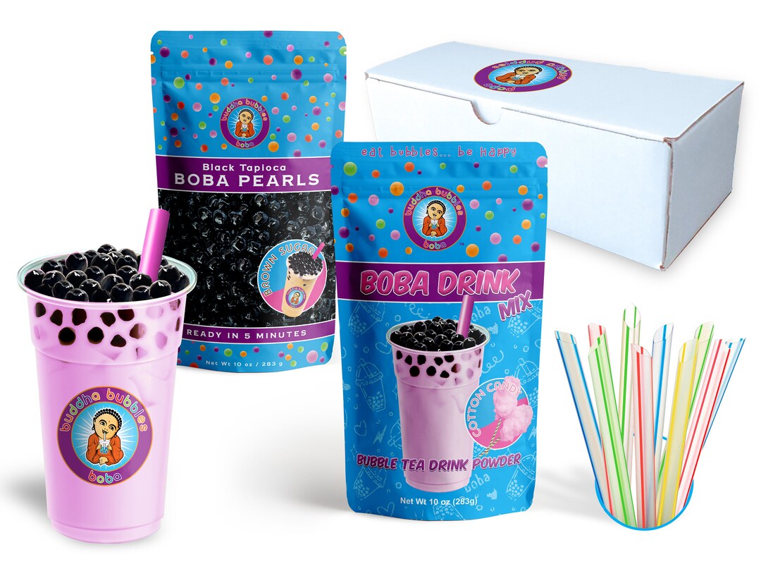 COTTON CANDY Boba / Bubble Tea Kit / Gift Box Includes Drink Etsy