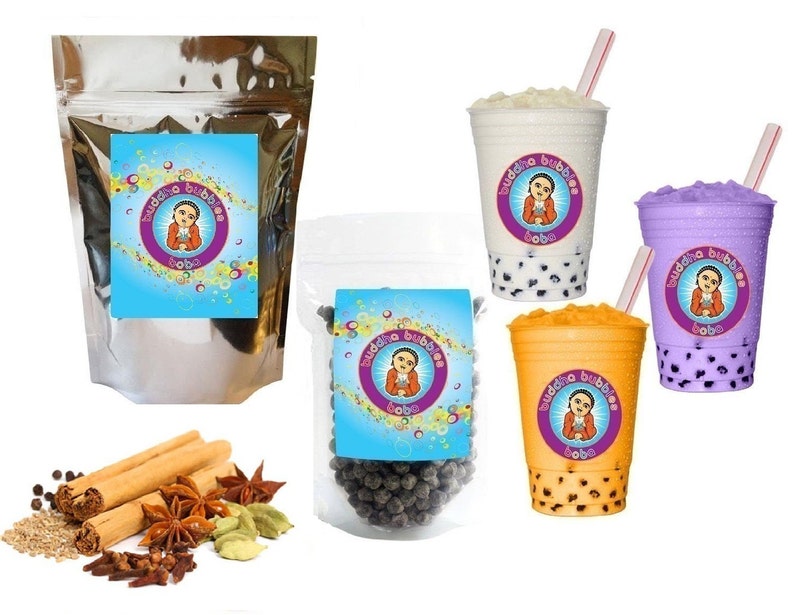 10 Drinks Chai Boba Tea Kit Tea Powder Bubbles & Straws by Etsy