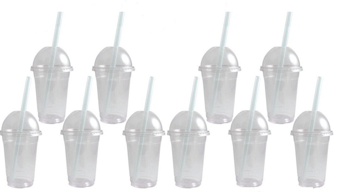 25 Sets 20 oz Pet Plastic Clear Cup & Dome Lid Iced Coffee by Etsy