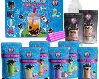 The NEW Original Ultimate D.I.Y. Bubble Tea Party Kit by Buddha Bubbles Boba (Classic Flavors)