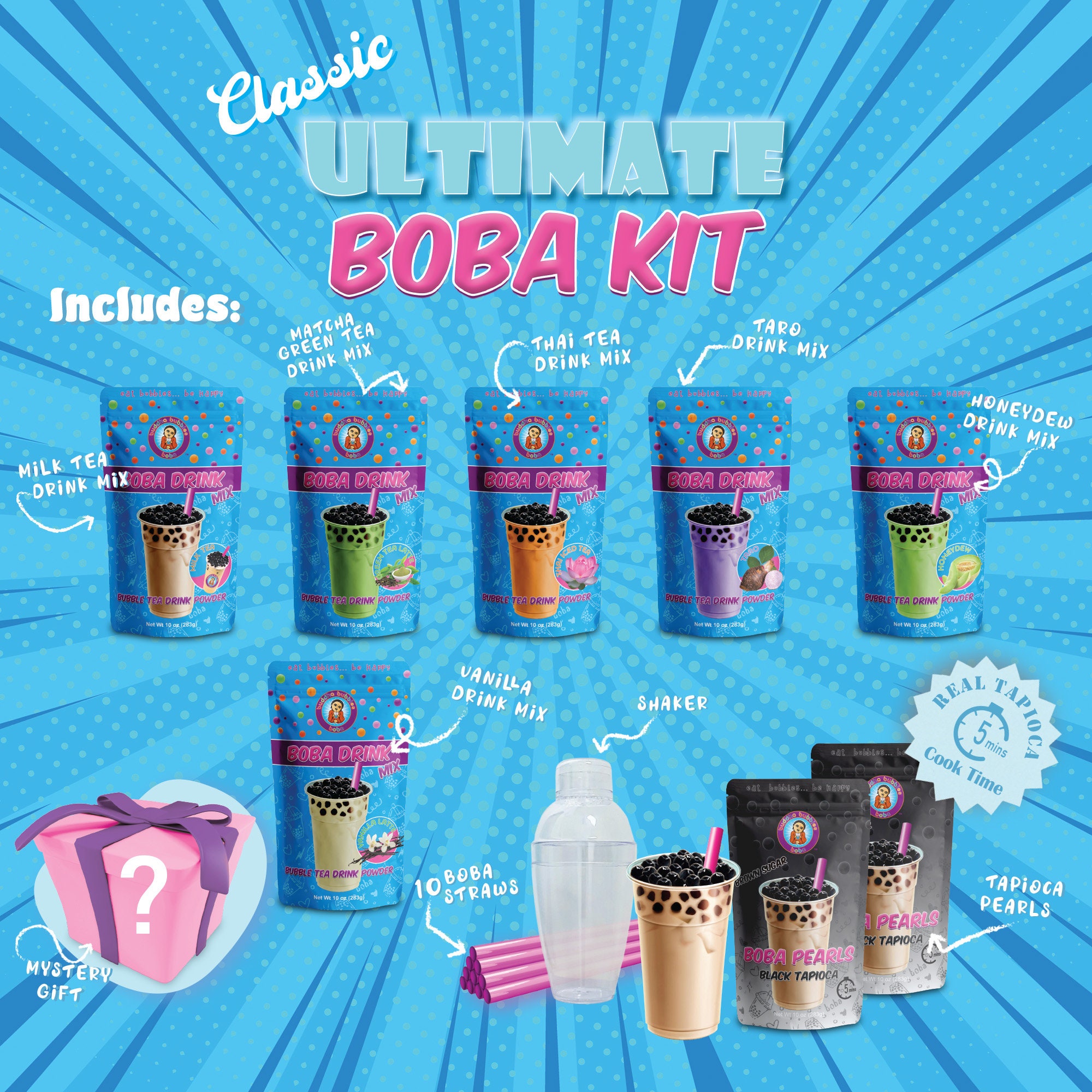 CUSTOM~ The Original BOBA PARTY Boba Tea Kit Gift Box by: Buddha Bubbles  Boba