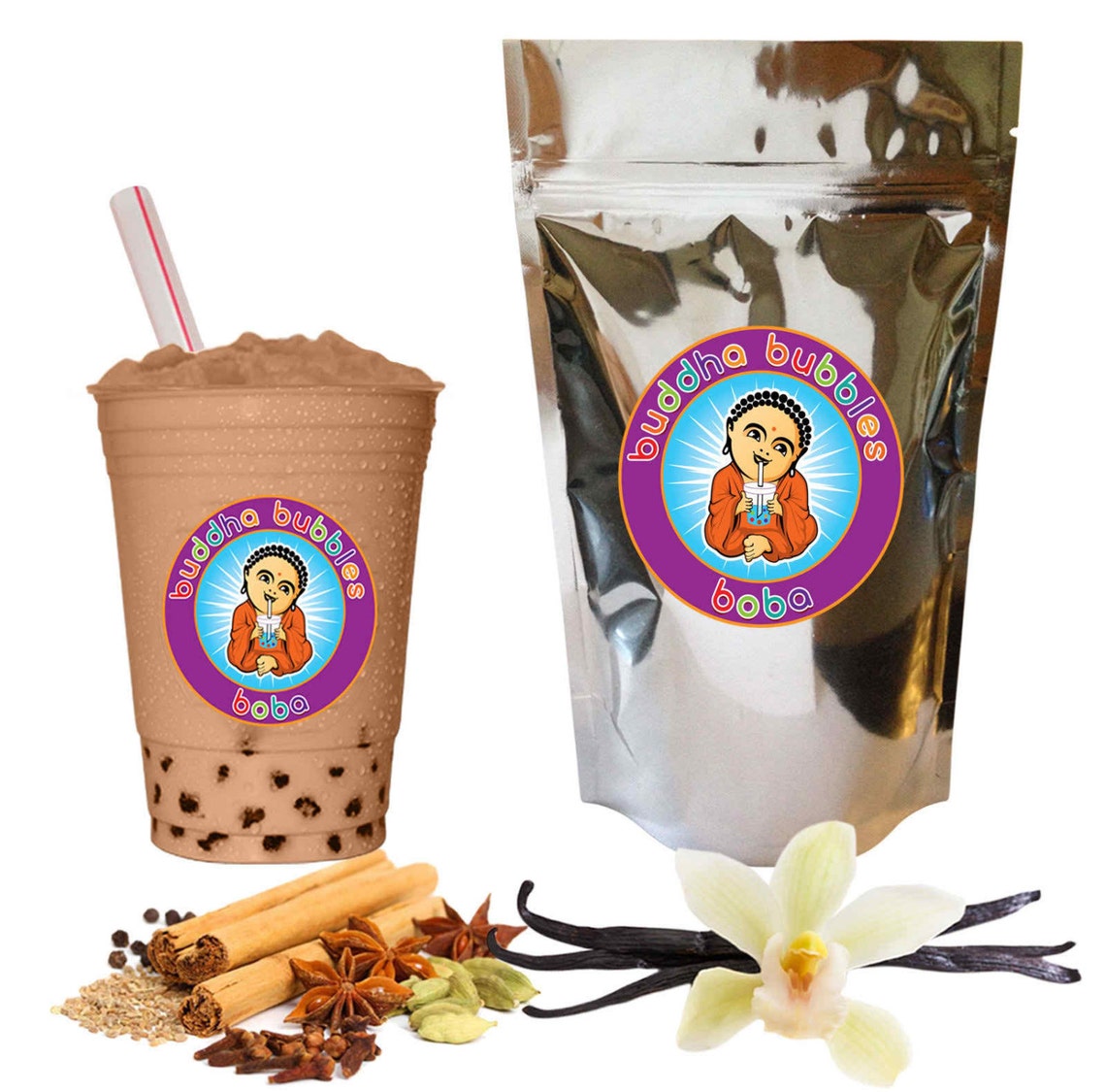 10oz Vanilla Chai Tea Latte Boba Bubble Tea Powder by Buddha Etsy