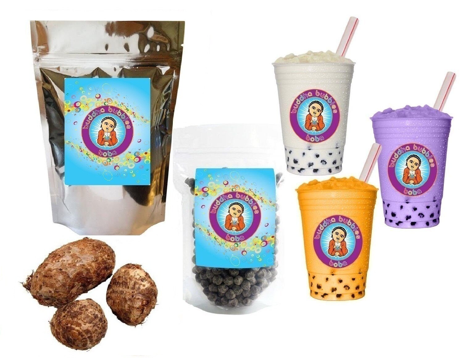 10 Drinks Taro Boba Tea Kit Tea Powder Bubbles Straws By Etsy