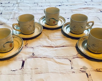 Vintage Strawberry Goose Tea Cups Saucers Set Cottagecore Farmhouse