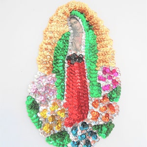 virgen de guadalupe parche, virgen de guadalupe aplicación de lentejuela, virgen, guadalupana, guadalupe