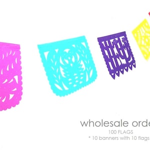 10 papel picado banners wholesale order, papel picado, mexican banner, rectangle bunting. mexican party decor, mexican papel picado