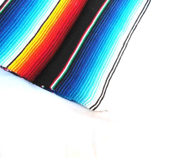 serape blanket, mexican serape blanket, bohemian style blanket, multicolor striped mexican blanket, yoga mat yoga blanket, boho blanket image 5